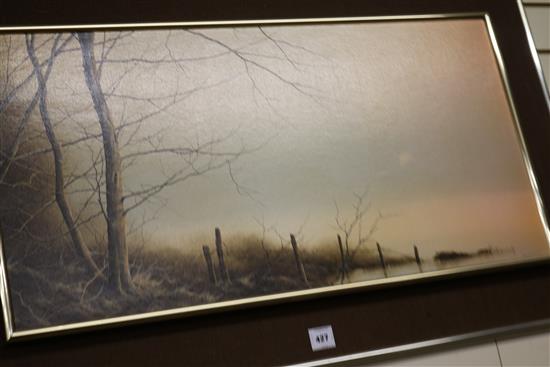 Michael John Hill, oil on board, landscape, signed and dated 1981, 45 x 91cm.